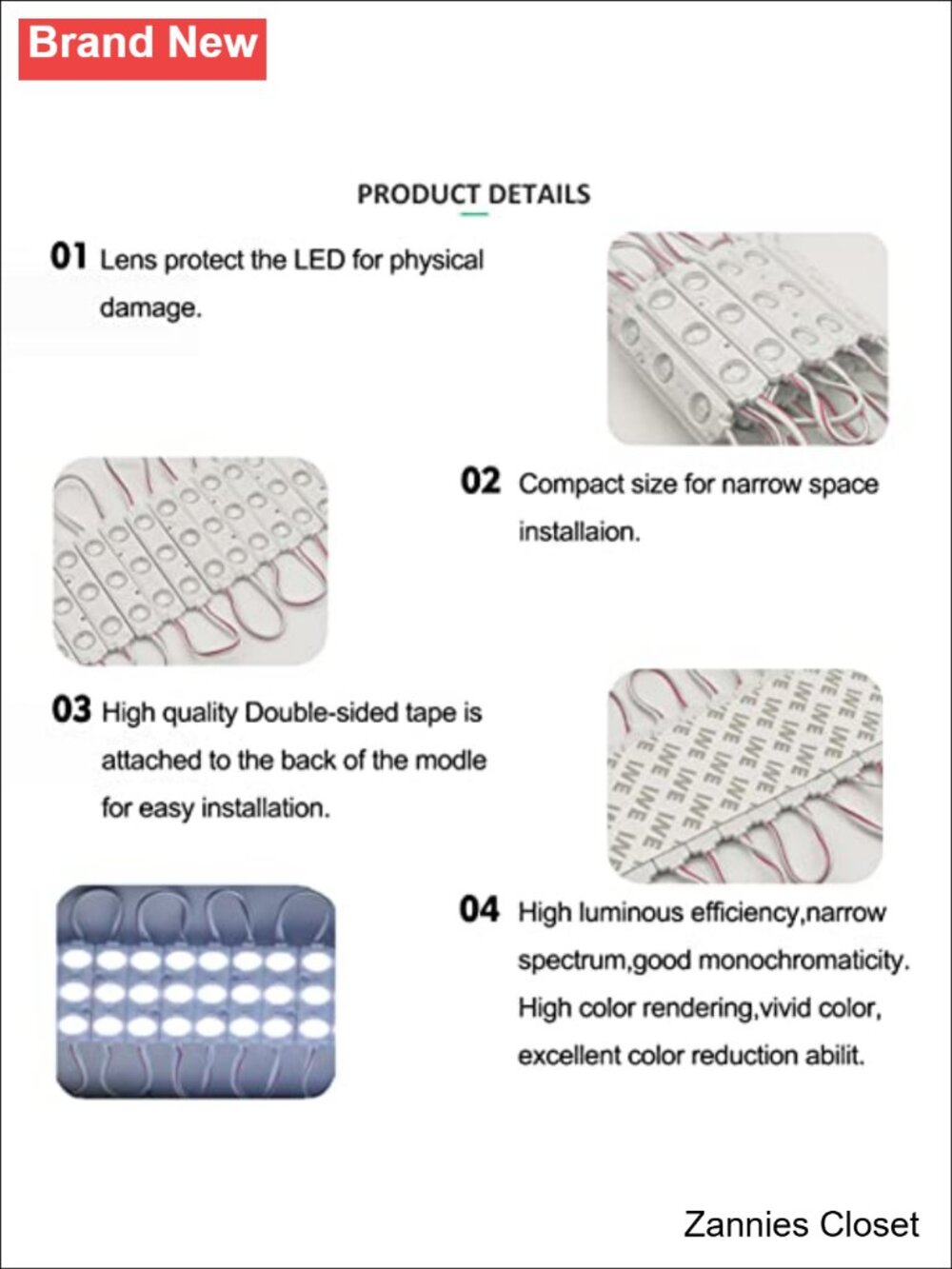 π 20Pc LED Inflatable Replacement Light Module DC12V Self Adhesive Yard Decor - Picture 2 of 6